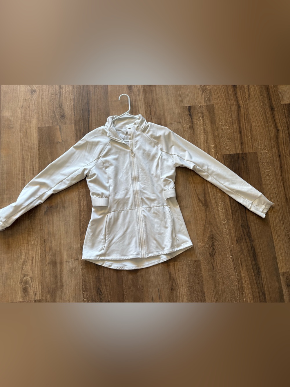 Fabletics White Zip-Up Hoodie Jacket
